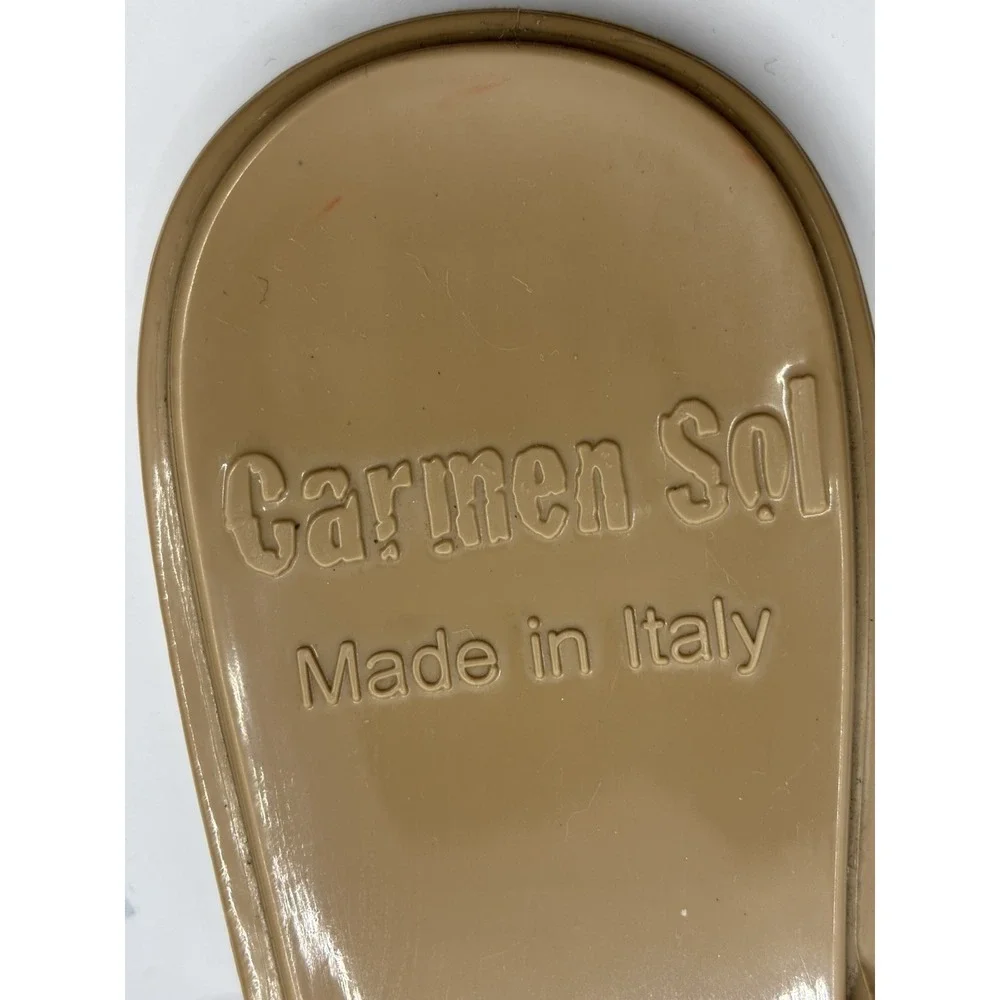 CARMEN SOL Womens Studded Flat Jelly Sandal Maria Made in Italy -Sz 37/7 US Nude
